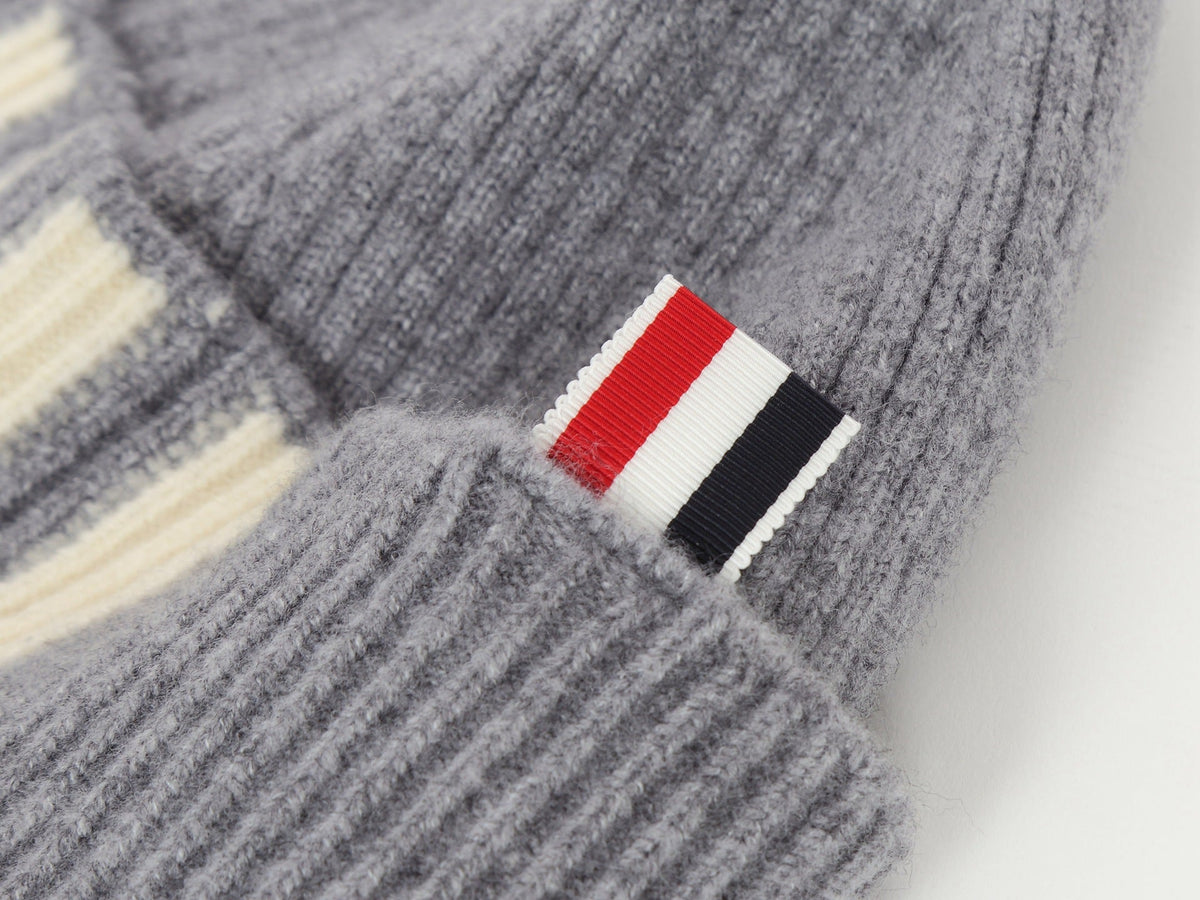 Four stripes scarf hat autumn and winter