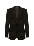 Dolce & Gabbana lace-panel single-breasted blazer