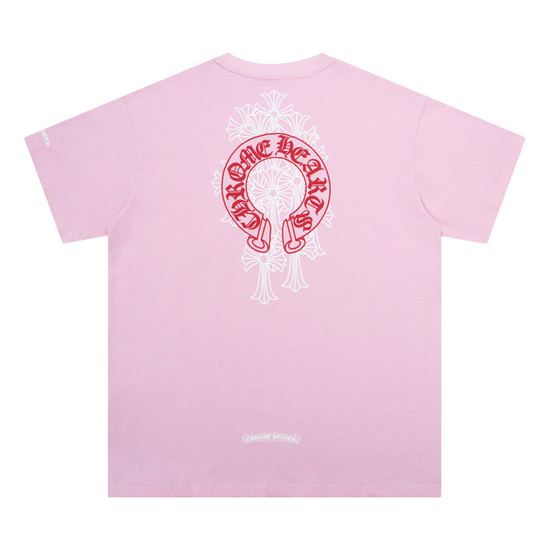 Chrome Hearts Horseshoe Cross Floral Crew Neck T‑Shirt Unisex