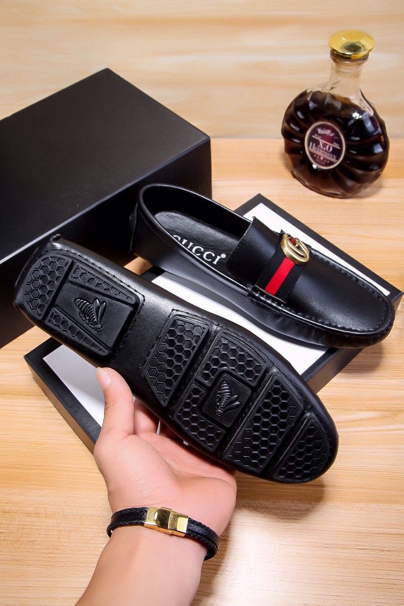Gucci Black Red-Green Stripe Loafers
