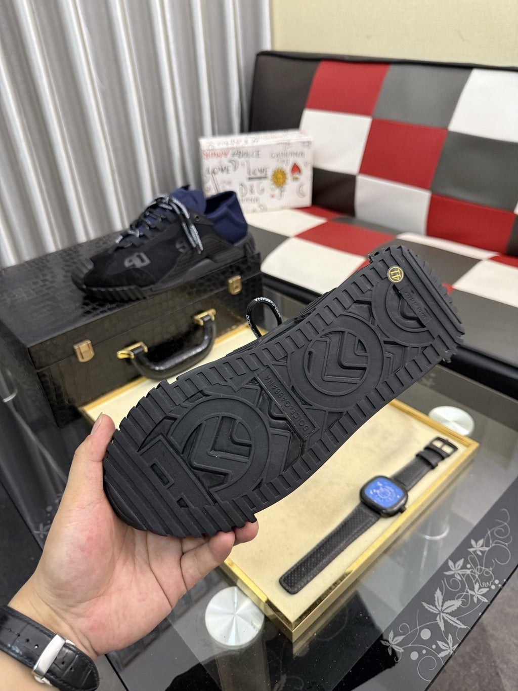 Dolce & Gabbana Black and Navy Low-Top Sneakers