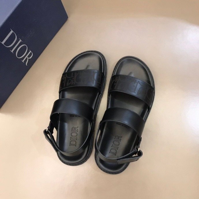 Dior Men's Black Two-Strap Slingback Sandals