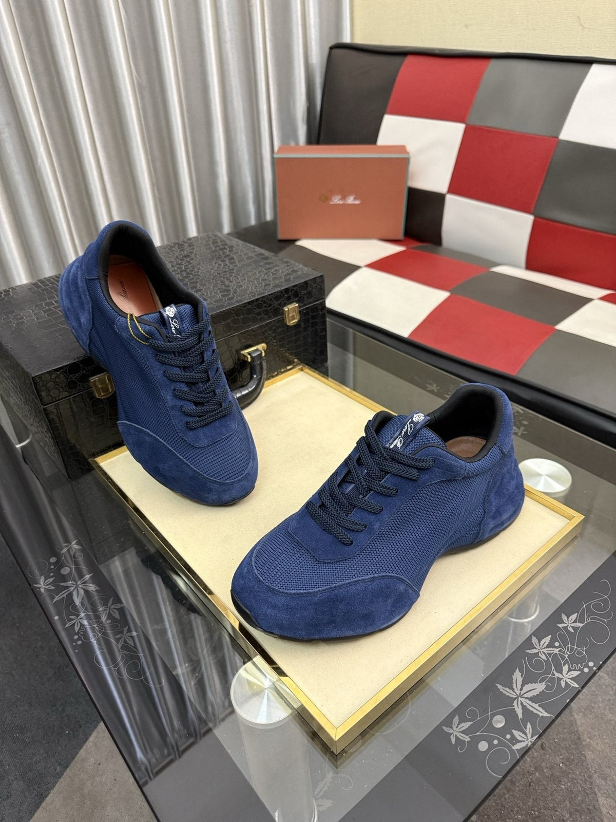 Loro Piana Low-Top Lace-Up Sneakers - Layered, Mixed-Texture Upper