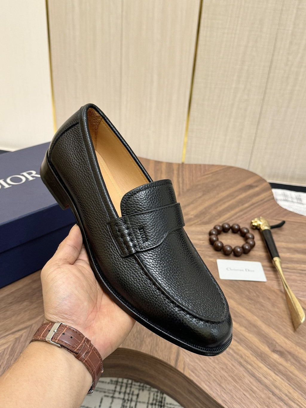 Dior Leather Moc-Toe Loafers - Stacked Heel