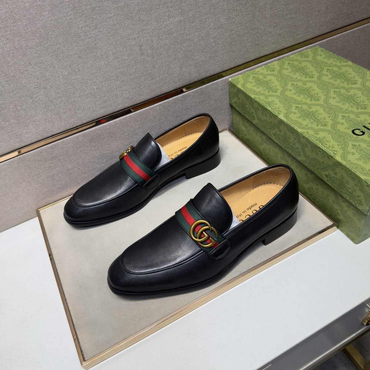 Gucci Men's Black Strap Loafers